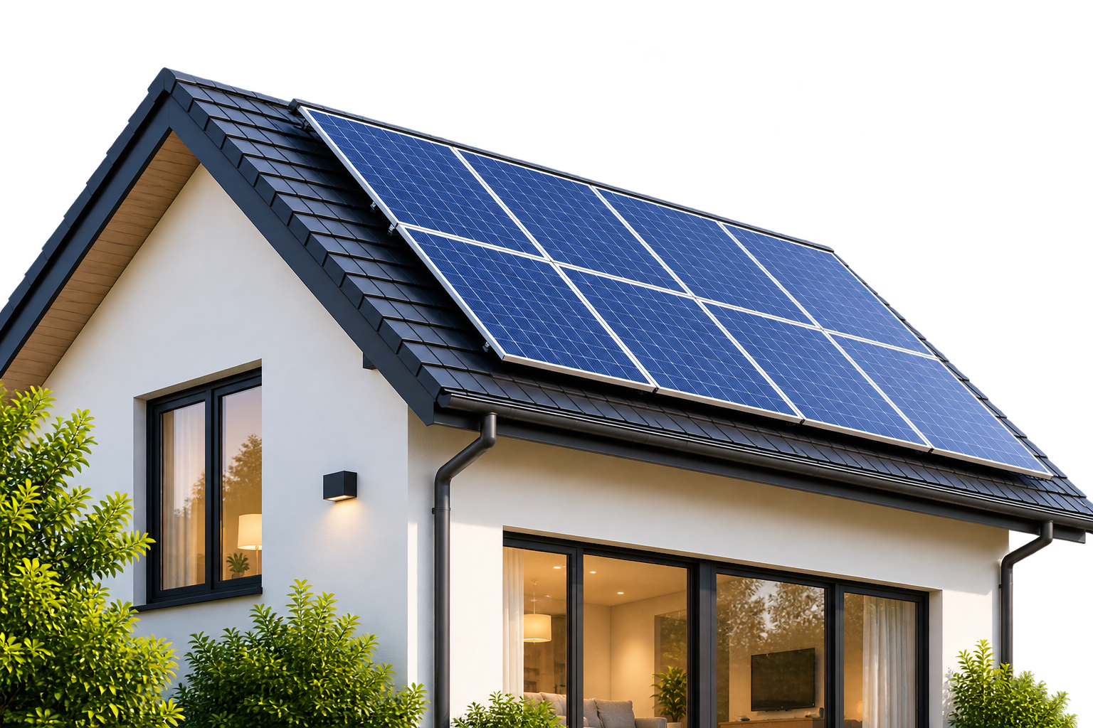 Home with rooftop solar panels